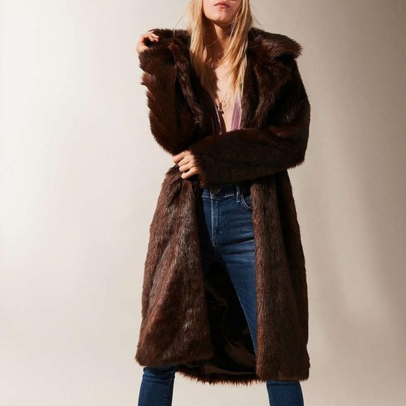 Urban Outfitter Long Faux Fur Coat 